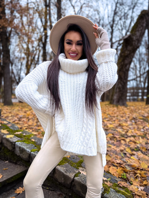 ELYNDI extended wool sweater - white