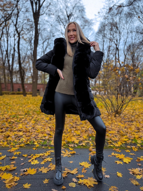 Jacket with fur front "NORDELLE" FC7505 - BLACK