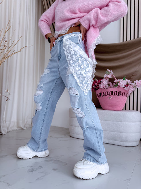 "ICON GIRL LW-671" džinsa bikses + aksesuārs - GAIŠI ZILAS