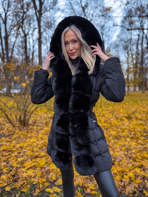 Jacket with fur front "NORDELLE" FC7505 - BLACK