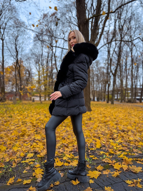 Jacket with fur front "NORDELLE" FC7505 - BLACK