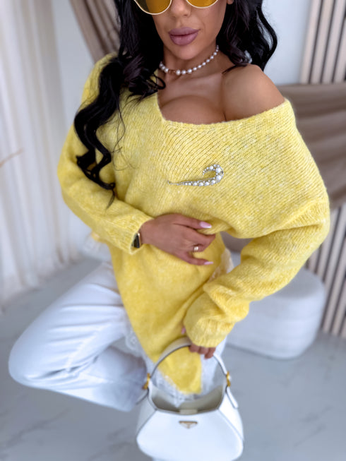 Asimetrisks džemperis "MAJESTY LOOK Z2206" - DZELTENS