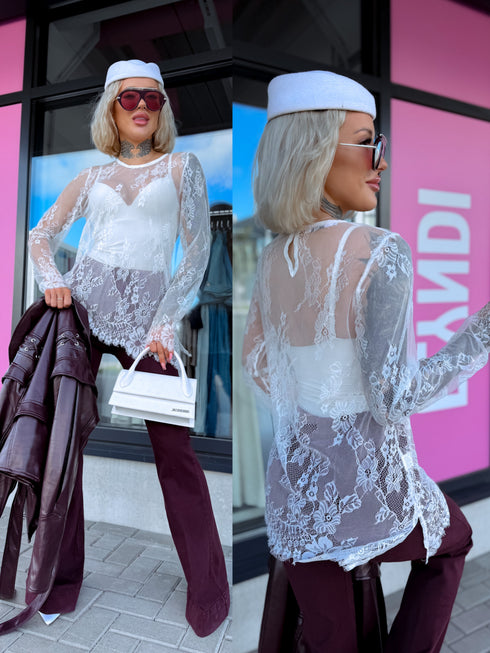 Mežģīnes tops "MODERN" 08153 - BALTS
