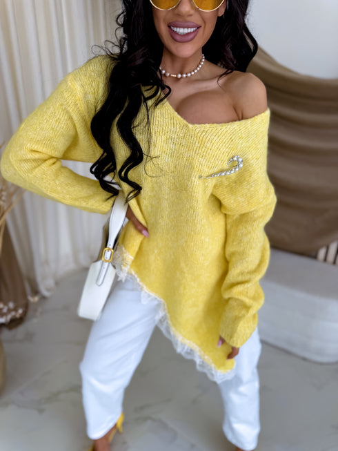 Asimetrisks džemperis "MAJESTY LOOK Z2206" - DZELTENS