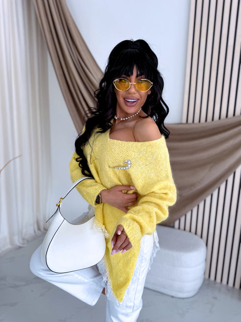 Asimetrisks džemperis "MAJESTY LOOK Z2206" - DZELTENS