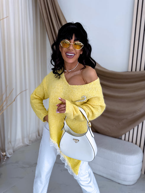 Asimetrisks džemperis "MAJESTY LOOK Z2206" - DZELTENS