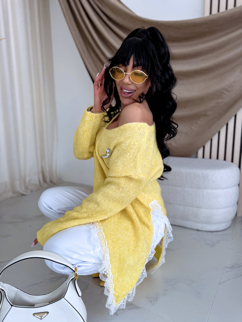 Asimetrisks džemperis "MAJESTY LOOK Z2206" - DZELTENS