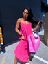 "LĪGO" dress with crossed straps - bright pink PRE-ORDER