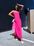 "LĪGO" dress with crossed straps - bright pink PRE-ORDER