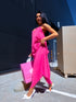 "LĪGO" dress with crossed straps - bright pink PRE-ORDER