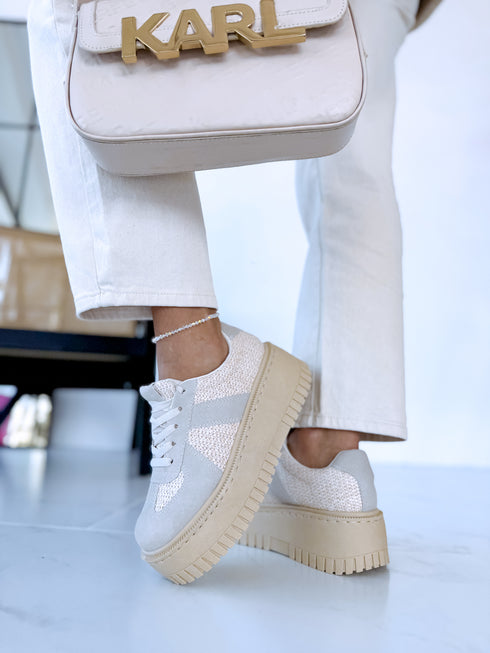 "ASTRID" cappuccino boots with braided elements