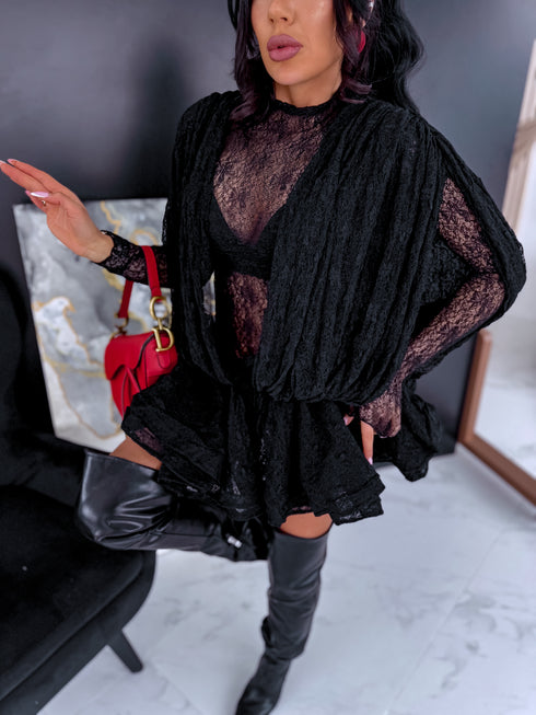 "CUPIDON H11335" 2IN1 dress + top - BLACK