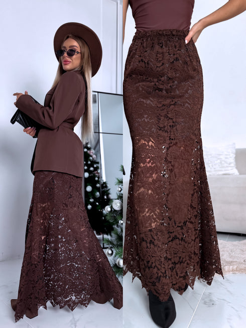 LONG lace skirt "JAZZ 6399" - CHOCO