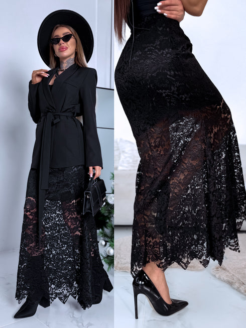 ILGI nėriniuoti sijonai "JAZZ 6399" - JUODI