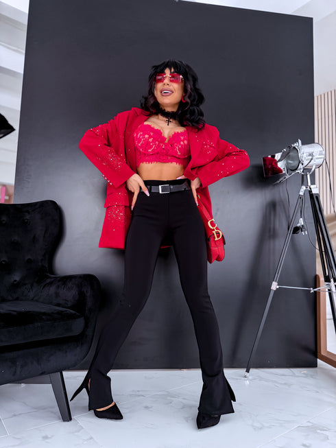 Elastīgas bikses + josta "CINEMA DIVA" 71911 - MELNAS