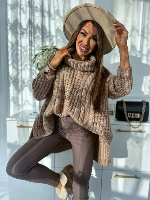 ELYNDI Удлиненный шерстяной свитер - идеально коричневый