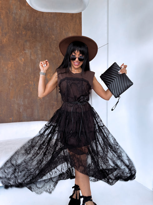 Kleita + aksesuārs "MIDNIGHT ROSE" H81 - CHOCO