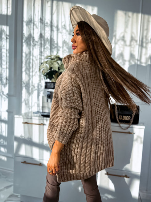 ELYNDI Удлиненный шерстяной свитер - идеально коричневый