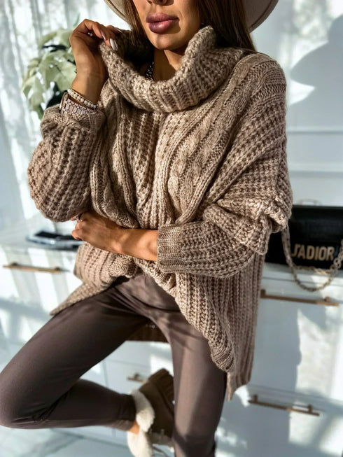 ELYNDI Удлиненный шерстяной свитер - идеально коричневый