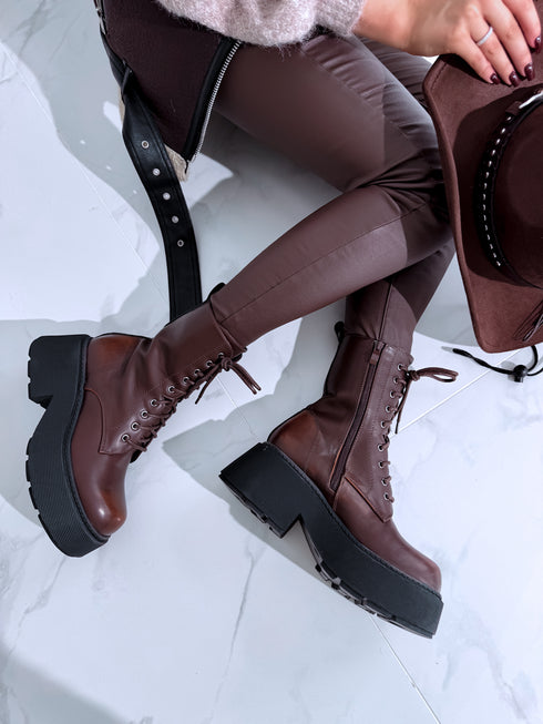 Šņorējami zābaki "LuLu Y2069" - CHOCO