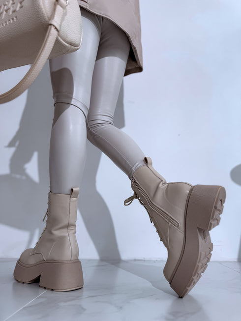 Шнурованные ботинки "LuLu Y2069" - БЕЖЕВЫЕ