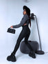 MATTE imitation leather PUSH-UP pants C9253-1 - black PRE-ORDER