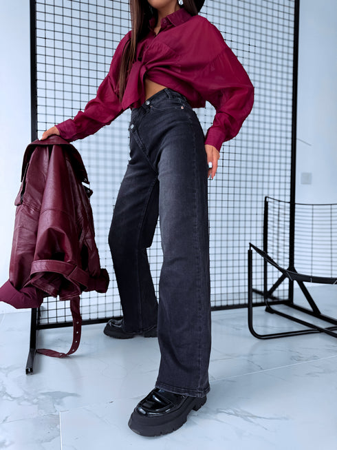 "DIAGONAL" džinsa bikses H850-5 - tumši pelēkas