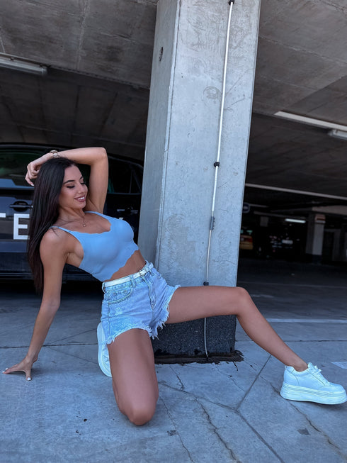 Viļņotais bezvīļu krūšturis 087 - GAIŠI ZILS