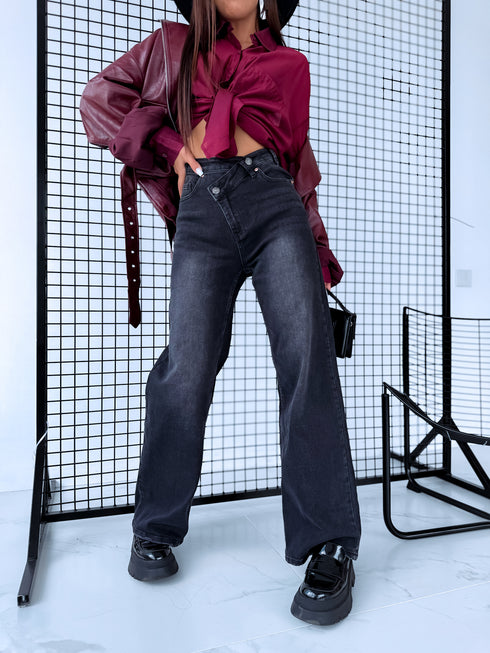 "DIAGONAL" džinsa bikses H850-5 - tumši pelēkas