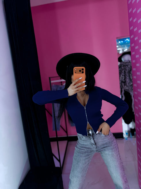 Knitted jacket "POPPIN" - DARK BLUE