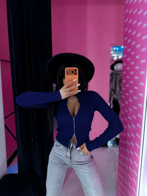 Knitted jacket "POPPIN" - DARK BLUE