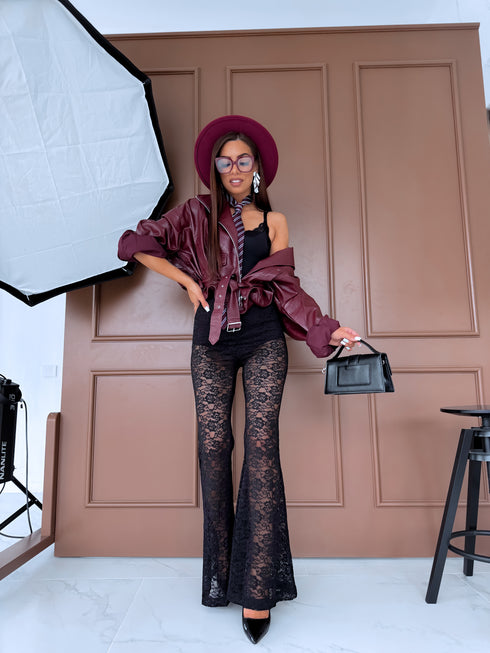 "LUX JACKPOT P8086" lace pants - black