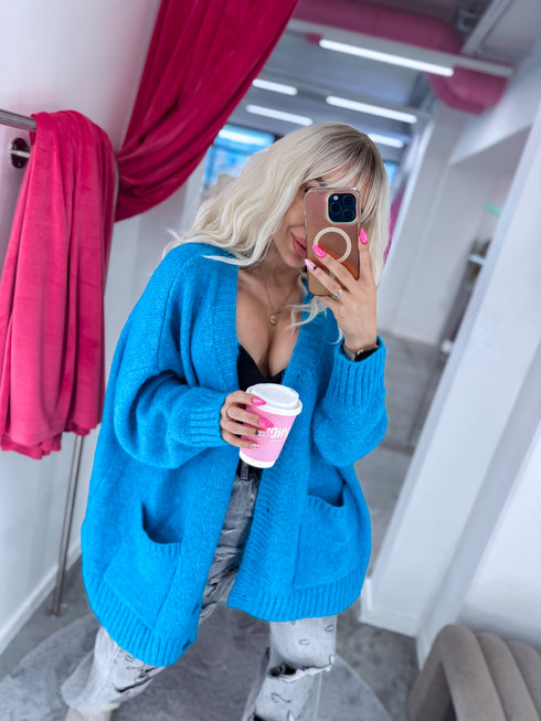 Šilta Mocha PL12571 adīta jaka - mėlyna