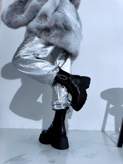 Шнурованные ботинки "LuLu Y2069" - ЧЕРНЫЕ