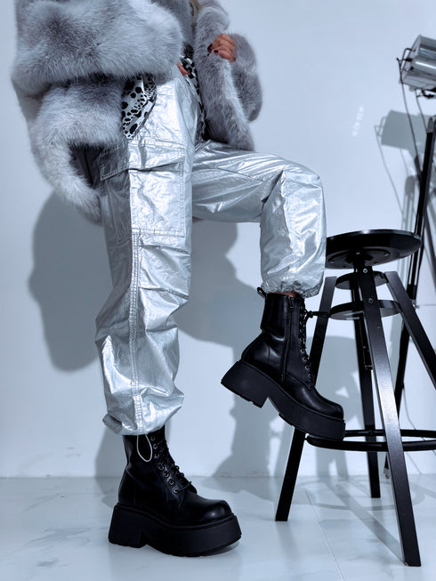 Шнурованные ботинки "LuLu Y2069" - ЧЕРНЫЕ