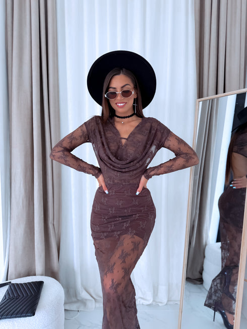 Suknelė su nėriniais "VINTAGE LIFE LD95" - CHOCO