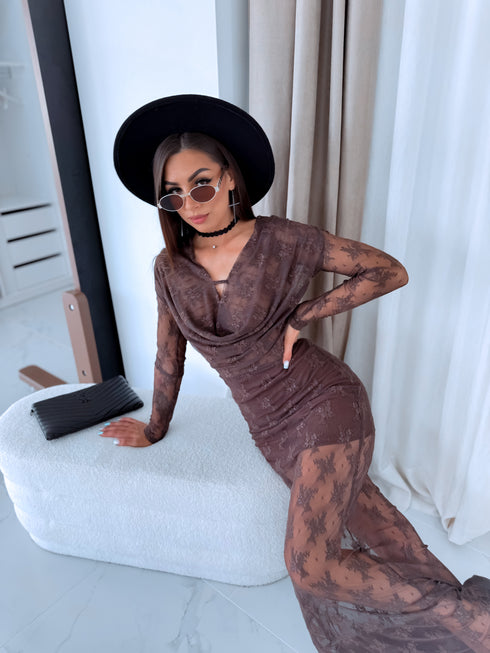 Suknelė su nėriniais "VINTAGE LIFE LD95" - CHOCO