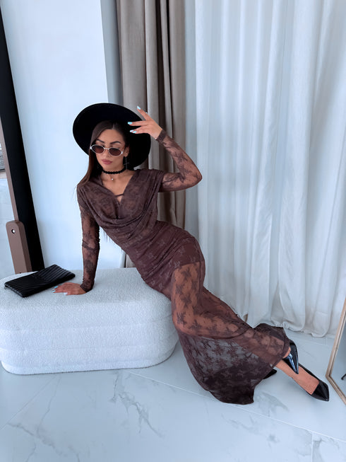 Suknelė su nėriniais "VINTAGE LIFE LD95" - CHOCO