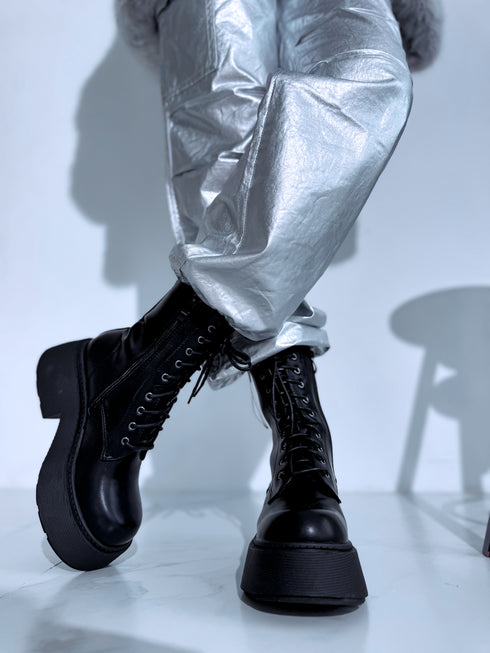 Шнурованные ботинки "LuLu Y2069" - ЧЕРНЫЕ