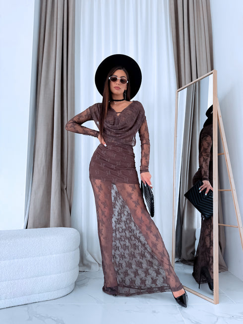 Suknelė su nėriniais "VINTAGE LIFE LD95" - CHOCO