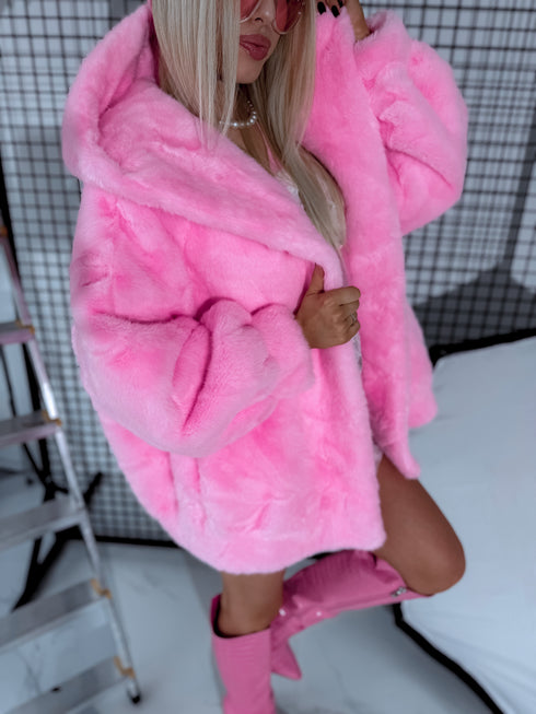 "BUBBLY PH66091" искусственная меховая куртка - нежно-розовая ПРЕДЗАКАЗ