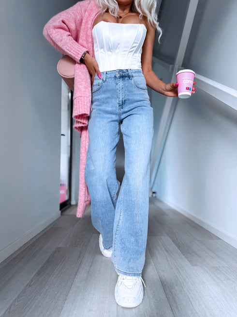 "VANILLA WAFFLE T6265-38" džinsa bikses - GAIŠI ZILAS