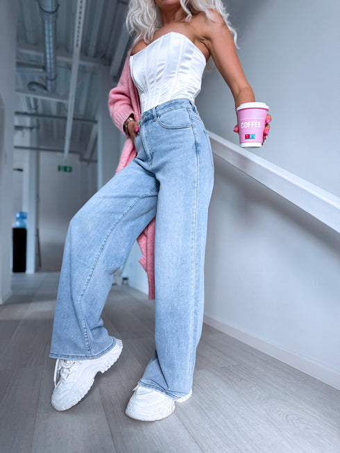 "VANILLA WAFFLE T6265-38" džinsa bikses - GAIŠI ZILAS