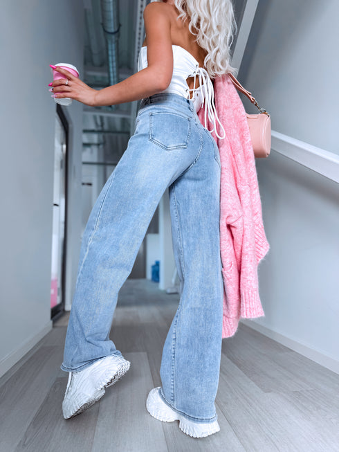 "VANILLA WAFFLE T6265-38" džinsa bikses - GAIŠI ZILAS