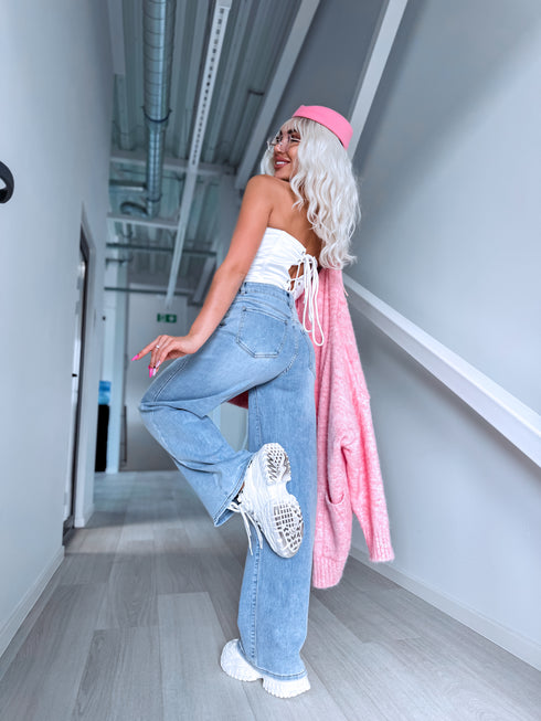 "VANILLA WAFFLE T6265-38" džinsa bikses - GAIŠI ZILAS