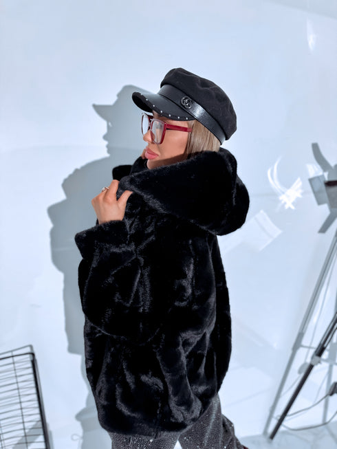 "BUBBLY PH6091" mākslīgās kažokādas virsjaka - melna