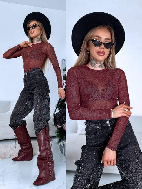 BORDO tīkliņveida tops "DARK BROWNIE"