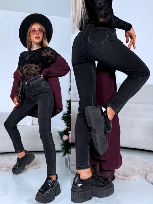 "MERELY HM5363-3" džinsai su pašiltinimu - TAMSIAI PILKI