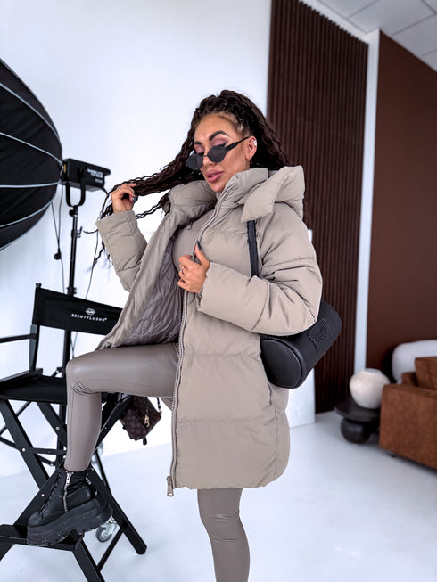 Extended jacket "Mākonis" - dark beige