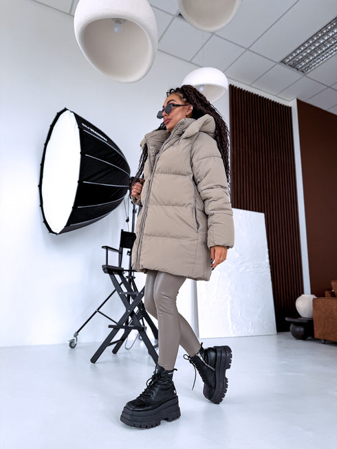 Extended jacket "Mākonis" - dark beige